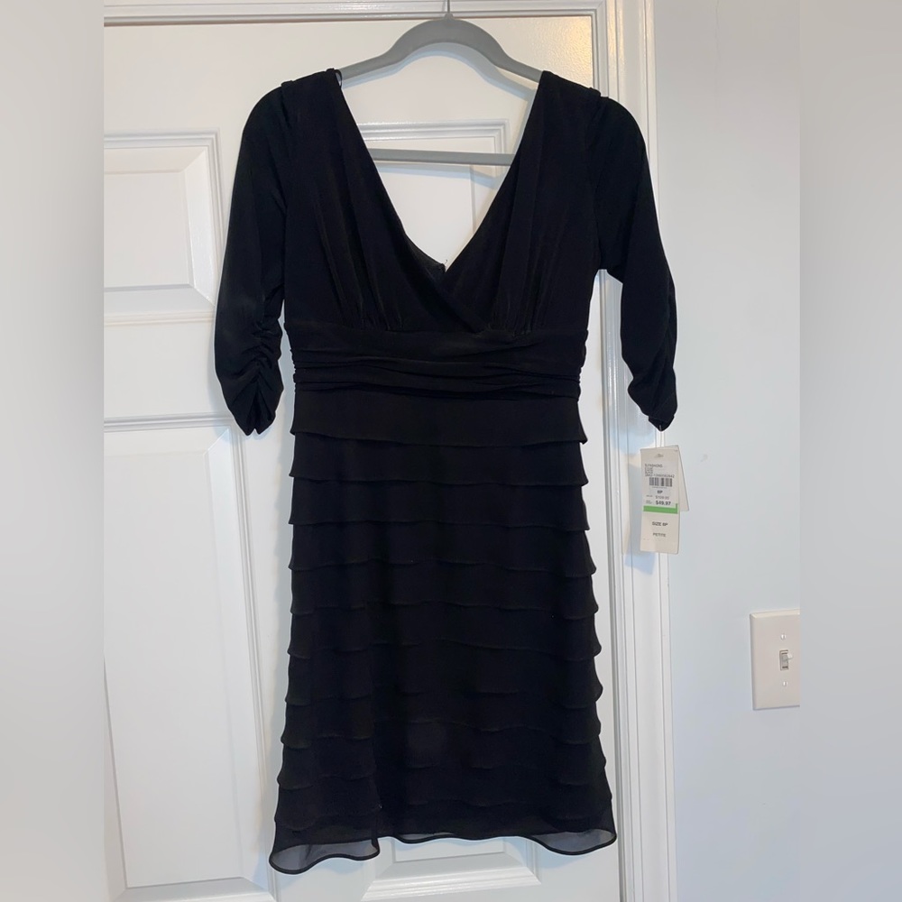 Black Ruffle long sleeve dress